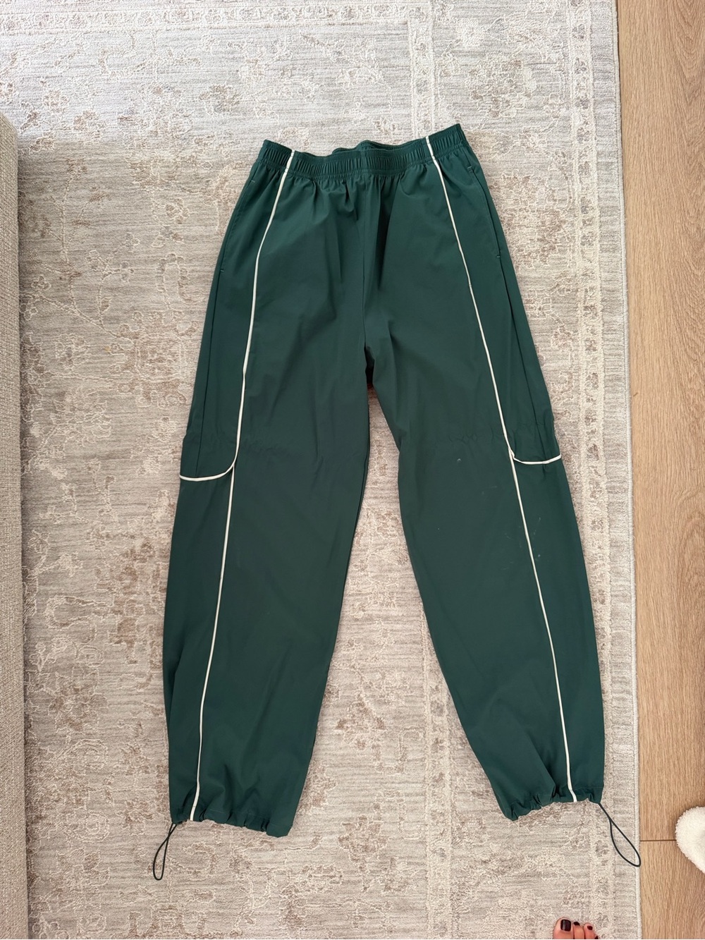 Roolee Dark Green Track Pants with Contrast Piping
